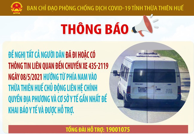 Thừa Thiên Huế truy tìm người đi cùng chuyến xe với bệnh nhân Covid-19 số 3660  - Ảnh 1.