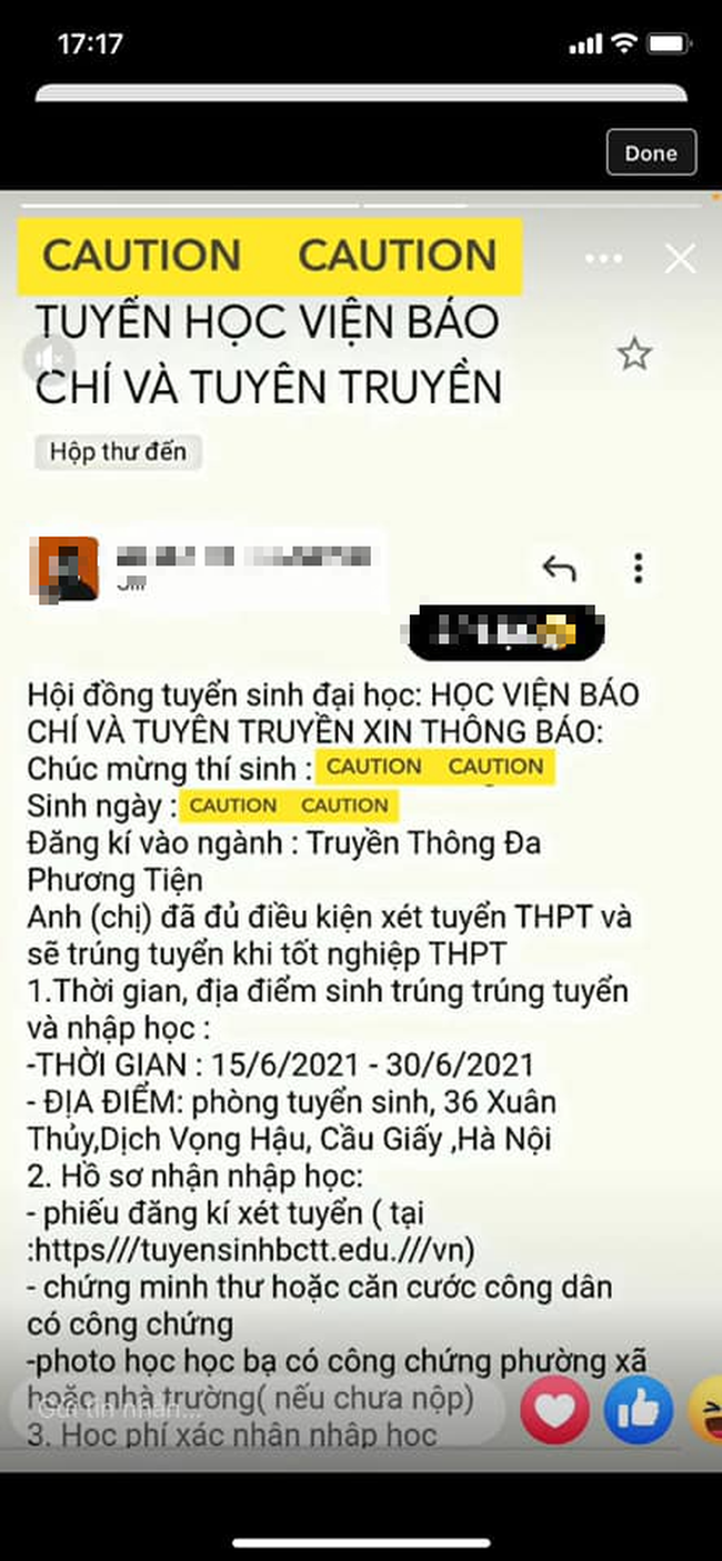 Xuất hiện thông báo giả mạo trúng tuyển, Học viện Báo chí và Tuyên truyền thông báo khẩn đến thí sinh - Ảnh 1.