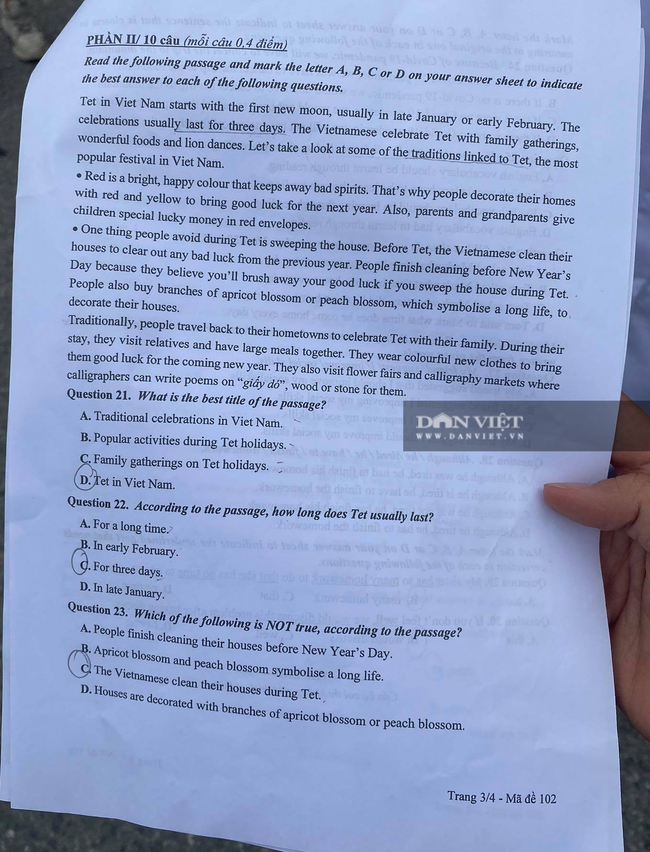 Đề thi môn tiếng Anh vào lớp 10: Có thí sinh chỉ làm trong gần 20 phút, tự tin đạt 9-10 điểm - Ảnh 3.