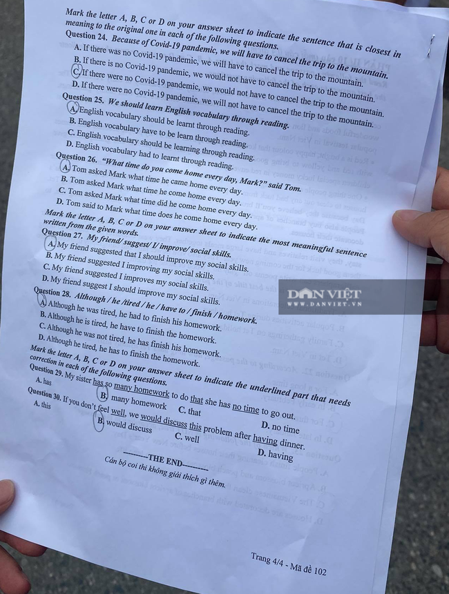 Đề thi môn tiếng Anh vào lớp 10: Có thí sinh chỉ làm trong gần 20 phút, tự tin đạt 9-10 điểm - Ảnh 4.