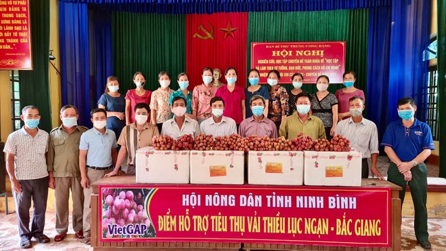 Hội Nông dân tỉnh Ninh Bình “đội mưa” tiêu thụ gần 8 tấn vải thiều tỉnh Bắc Giang - Ảnh 2.