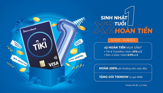 Hoàn phí thường niên và tặng tiền cho khách hàng mở thẻ Sacombank TiKi - Ảnh 1.