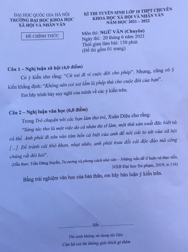 Giữa cái nắng 40 độ, thí sinh thi vào lớp 10 Chuyên gặp ngay Đề thi Văn &quot;Quá hay&quot; - Ảnh 1.