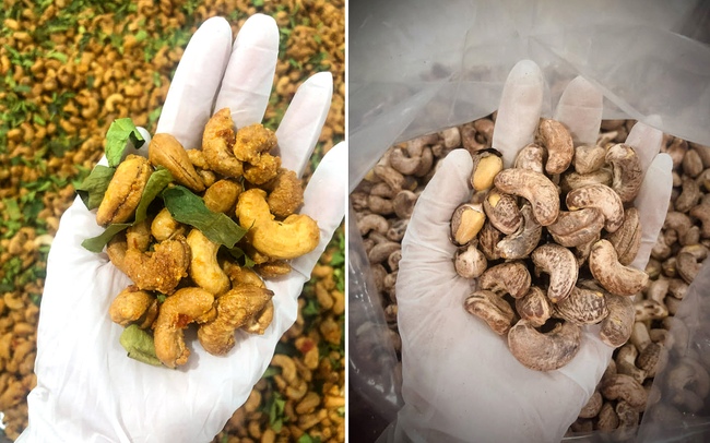 Hạt điều, hạt đậu phộng tẩm gia vị ở Tiến Phát Long Khánh được chứng nhận đủ điều kiện vệ sinh an toàn thực phẩm. (Ảnh: Viết Tiến)