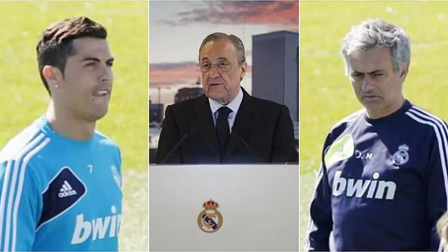 Florentino Perez không tiếc lời chửi rủa Ronaldo và Mourinho.