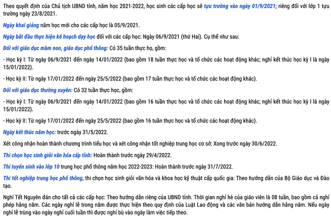 Cập nhật: Các tỉnh thành đầu tiên công bố lịch tựu trường và ngày bắt đầu năm học 2021-2022 - Ảnh 2.