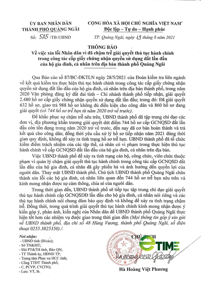 Quảng Ngãi: Cù nhây cấp sổ đỏ 2 huyện thành xin lỗi dân, 9 huyện thị bị phê bình  - Ảnh 3.