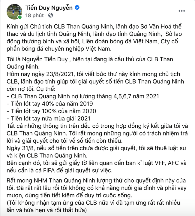 Bị nợ 40 tỷ đồng, cầu thủ Than Quảng Ninh… đâm đơn kiện? - Ảnh 4.
