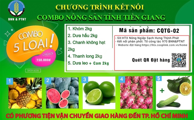 Combo nông sản của tỉnh Tiền Giang. Ảnh Tổ công tác 970