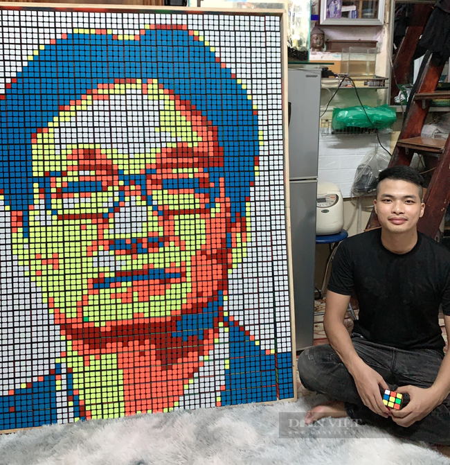 Chàng shipper Hà Nội có tài ghép hàng trăm khối rubik tạo thành tranh siêu đẹp - Ảnh 3.