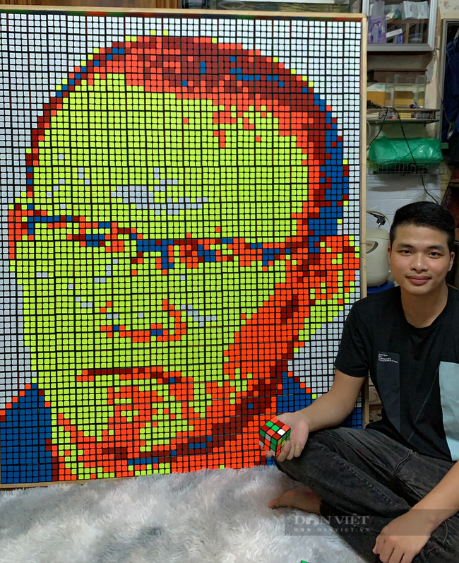 Chàng shipper Hà Nội có tài ghép hàng trăm khối rubik tạo thành tranh siêu đẹp - Ảnh 4.