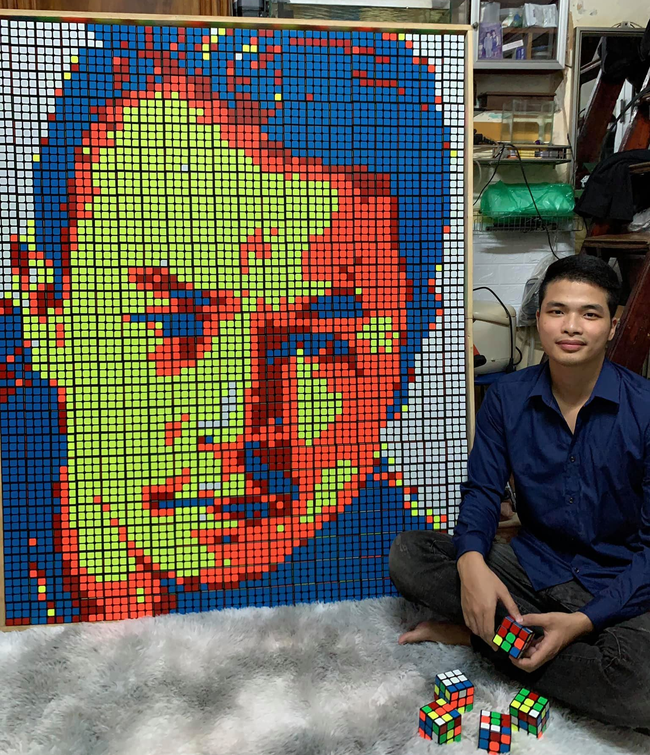 Chàng shipper Hà Nội có tài ghép hàng trăm khối rubik tạo thành tranh siêu đẹp - Ảnh 7.