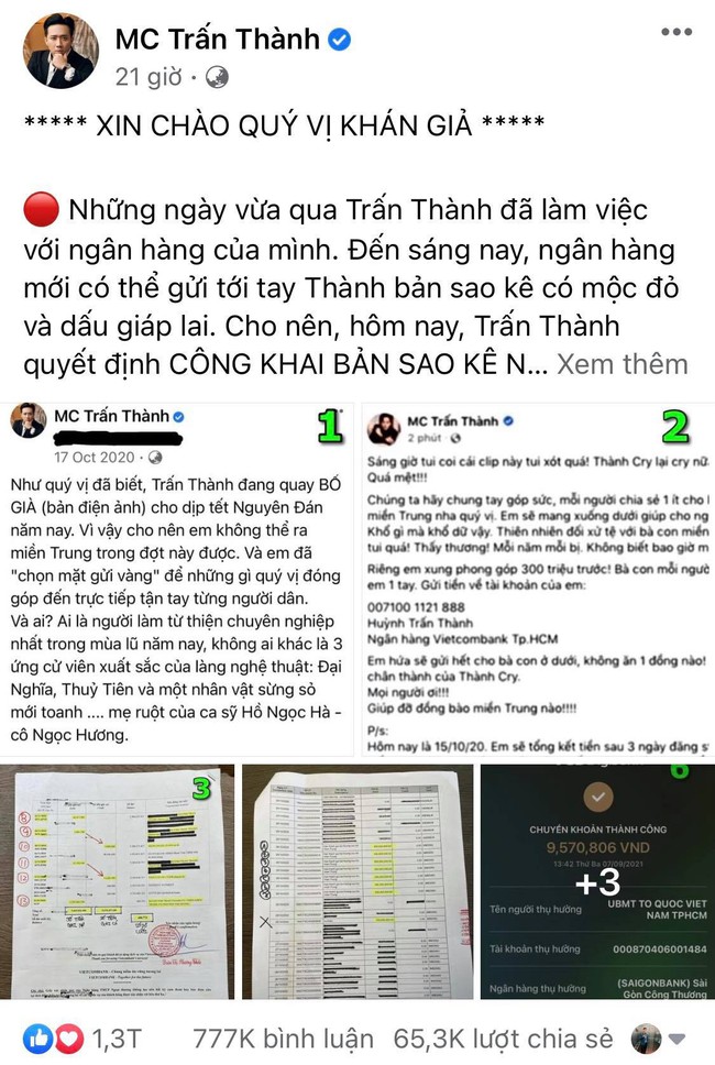 Trấn Thành đăng sao kê từ thiện, vì sao nhiều người vẫn chưa hài lòng?  - Ảnh 3.