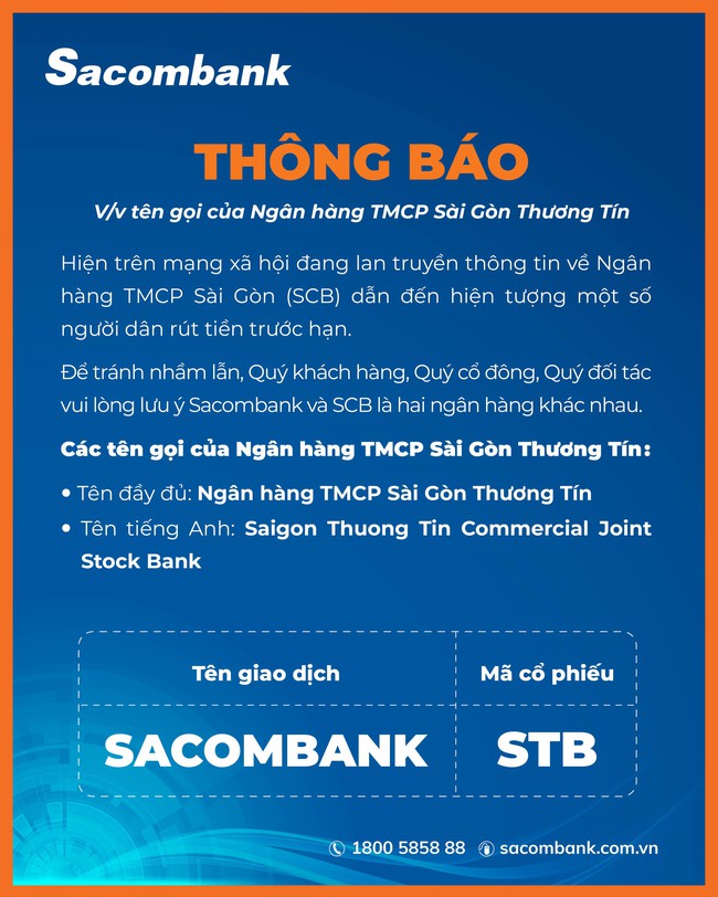 SACOMBANK và SCB là hai ngân hàng khác nhau - Ảnh 1.