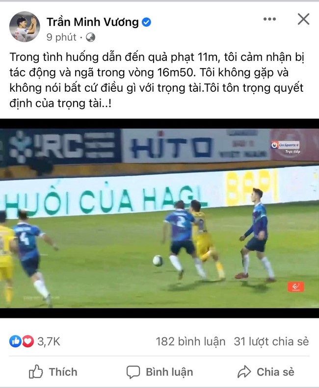 Minh Vương lên tiếng về quả penalty giúp HAGL có điểm - Ảnh 2.