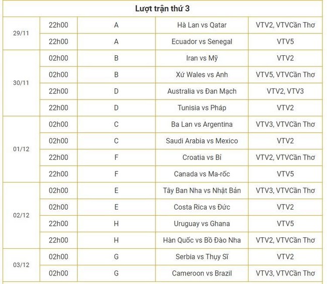 Lịch phát sóng trực tiếp các trận vòng bảng World Cup 2022 trên VTV - Ảnh 5.