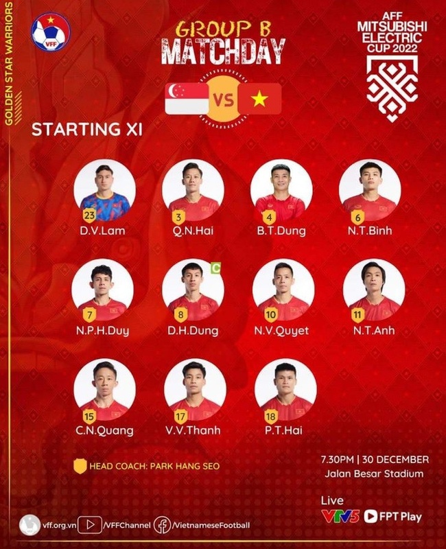 Đội hình xuất phát Singapore vs Việt Nam: Tuấn Anh đá chính - Ảnh 1.