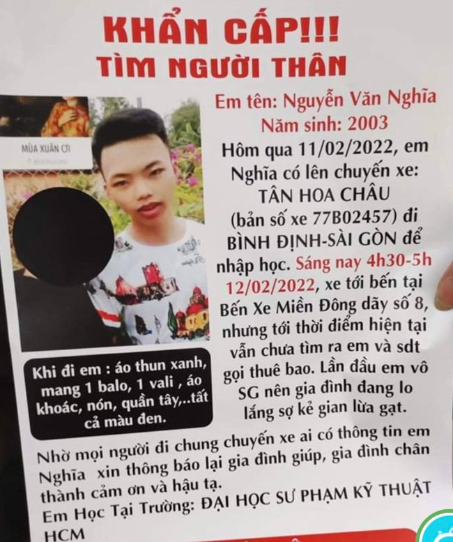Sinh viên mất liên lạc bí ẩn khi từ Bình Định vào TP.HCM nhập học: Không có biểu hiện bất thường - Ảnh 1.