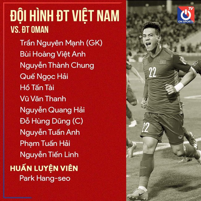 Đội hình xuất phát ĐT Việt Nam đấu Oman: Quang Hải – Tuấn Anh – Hùng Dũng xuất trận - Ảnh 2.