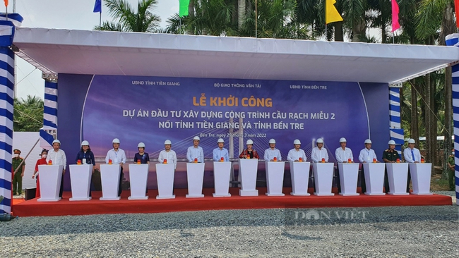 Khởi công xây dựng cầu Rạch Miễu 2 nối tỉnh Tiền Giang và Bến Tre - Ảnh 1.
