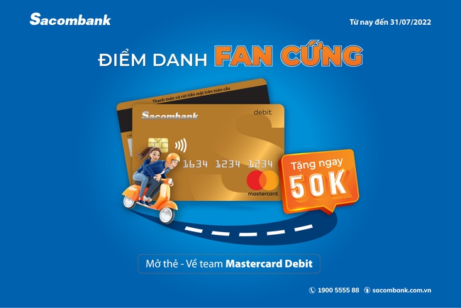 MỞ THẺ SACOMBANK MASTERCARD DEBIT, HOÀN NGAY 50.000 ĐỒNG - Ảnh 1.