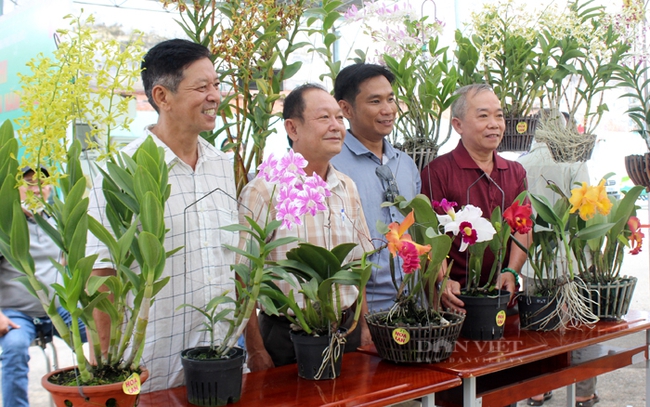 Hội viên Hội Nông dân TP.HCM đưa sản phẩm tham dự hội thi hoa lan và cây kiểng tại Hội chợ, triển lãm sản phẩm nông nghiệp tiêu biểu TP.HCM năm 2022. Ảnh: Nguyên Vỹ