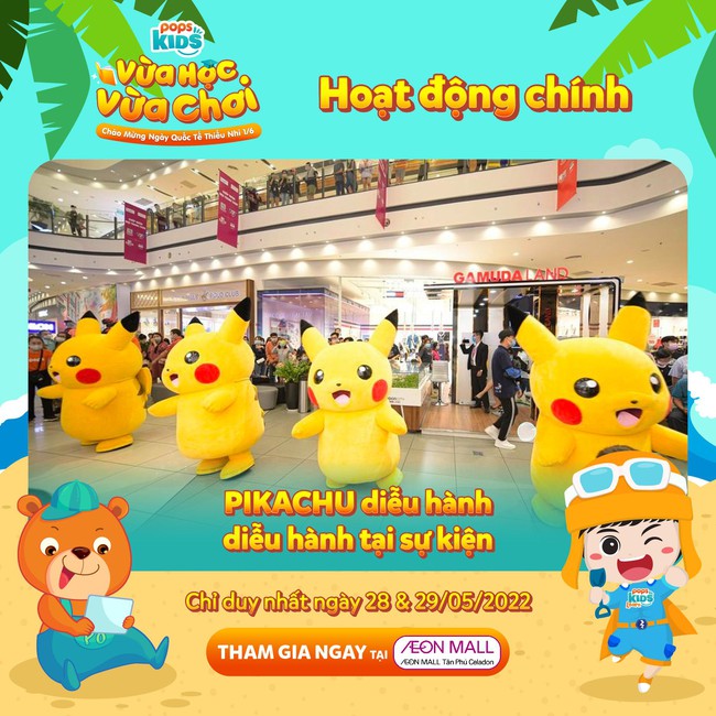 POPS Kids thống lĩnh binh đoàn Pikachu, Doraemon đổ bộ Aeon Tân Phú dịp quốc tế thiếu nhi  - Ảnh 1.