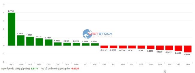 GAS “tỏa sáng”, VN-Index vẫn không ngăn được đà rơi trước áp lực của nhóm cổ phiếu vua - Ảnh 2.