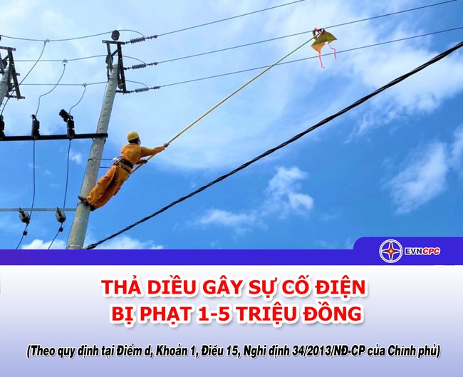 Tổng Công ty Điện lực miền Trung: Cảnh báo nguy cơ an toàn điện do thả diều - Ảnh 2.