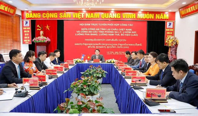 Lai Châu: Hội đàm trực tuyến với Công an 5 tỉnh Bắc Lào - Ảnh 1.