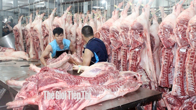 Kinh doanh thịt heo ở chợ đầu mối TP.HCM. Ảnh: Trần Khánh