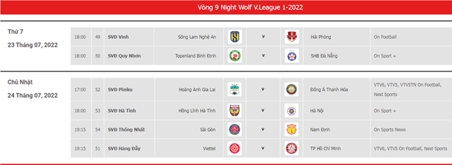 Lịch phát sóng trực tiếp vòng 9 V.League 2022: SLNA đòi lại ngôi đầu? - Ảnh 2.