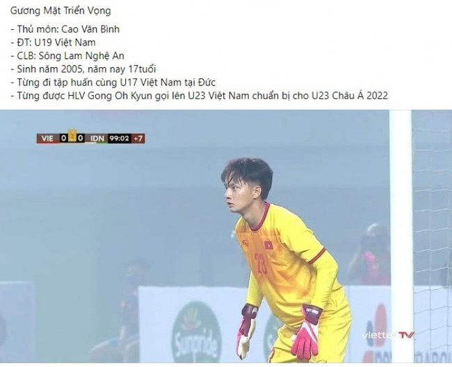 Thủ môn Cao Văn Bình - U19 Việt Nam: &quot;Gây sốt&quot; vì... quá điển trai - Ảnh 1.