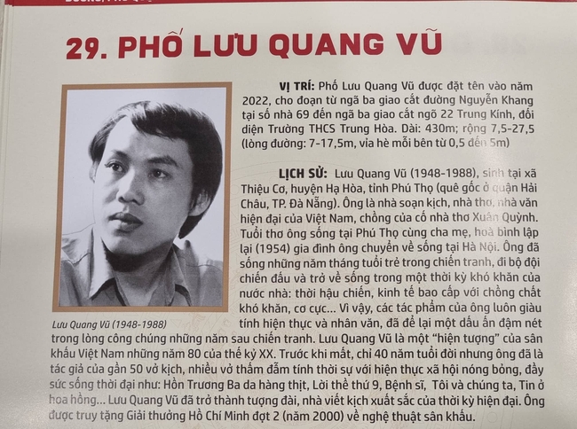 Phố Lưu Quang Vũ, Xuân Quỳnh vào sách kỷ niệm 25 năm thành lập quận Cầu Giấy - Ảnh 3.