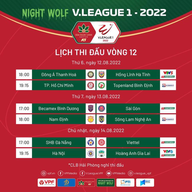 Lịch phát sóng trực tiếp vòng 12 V.League 2022: Đại chiến Hà Nội FC vs HAGL - Ảnh 1.