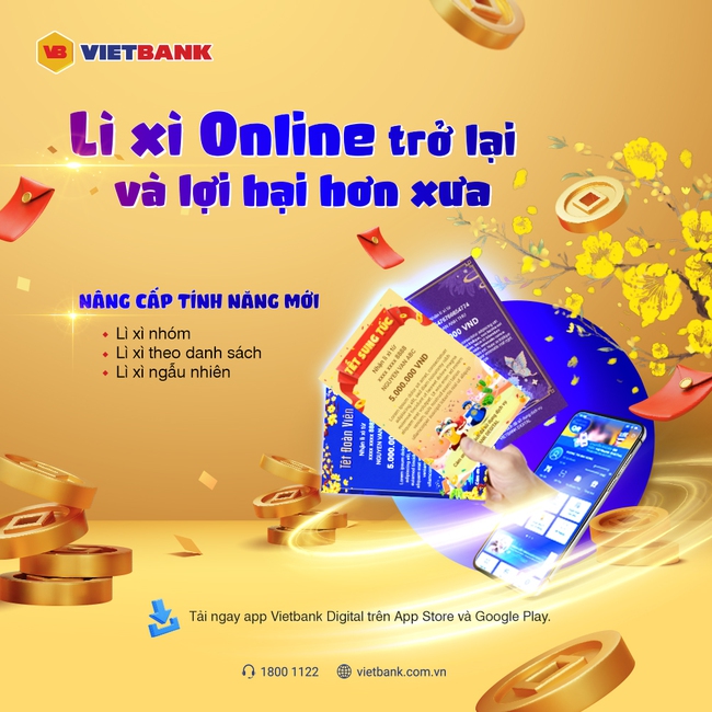 Săn lộc đầu năm với lì xì online trên app Vietbank Digital - Ảnh 1.