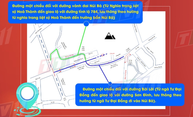 Công tan TP.Tây Ninh đã thông báo phân luồng cho người và phương tiện tham gia giao thông khu vực lễ hội Xuân núi Bà Đen. Ảnh: T.L