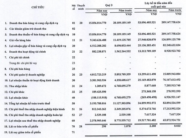 Lợi nhuận Thống Nhất (BAX) &quot;bốc hơi&quot; tới hơn 70% trong quý III - Ảnh 1.