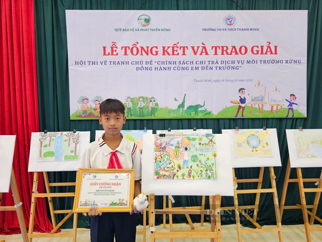 Quỹ Bảo vệ và Phát triển rừng tỉnh Điện Biên trao giải  Hội thi vẽ tranh năm 2023   - Ảnh 1.