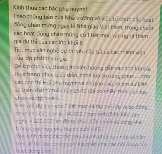 Vận động 700.000 đồng/học sinh để tập văn nghệ: Sở giáo dục Nghệ An lên tiếng - Ảnh 2.