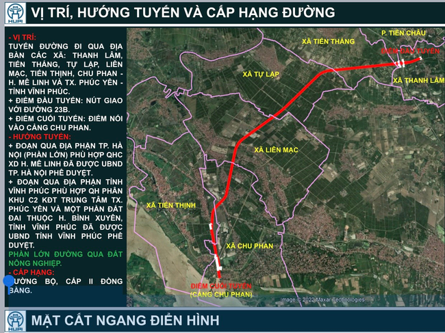 Mê Linh công bố chỉ giới đường đỏ tuyến đường nối từ đường 23B đi cảng Chu Phan - Ảnh 1.