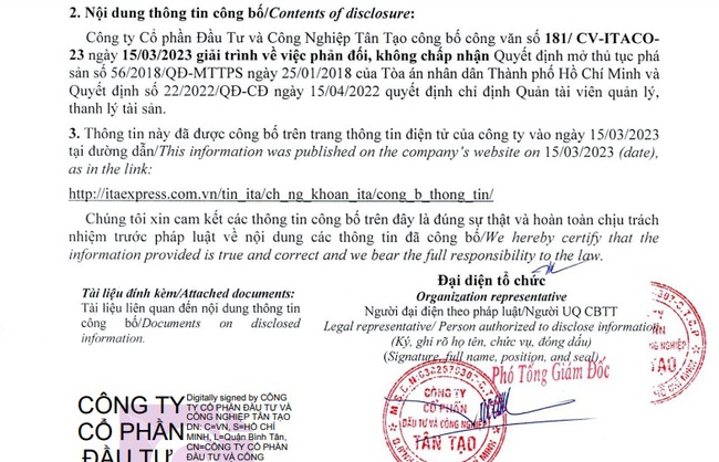 ITA của bà Đặng Thị Hoàng Yến phản ứng quyết định mở thủ tục phá sản - Ảnh 2.