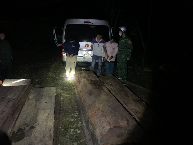 TT-Huế: Bộ đội biên phòng bắt giữ vụ vận chuyển lượng lớn gỗ lậu lúc rạng sáng - Ảnh 1. TT-Huế: Bộ đội biên phòng bắt giữ vụ vận chuyển lượng lớn gỗ lậu lúc rạng sáng - Ảnh 1.