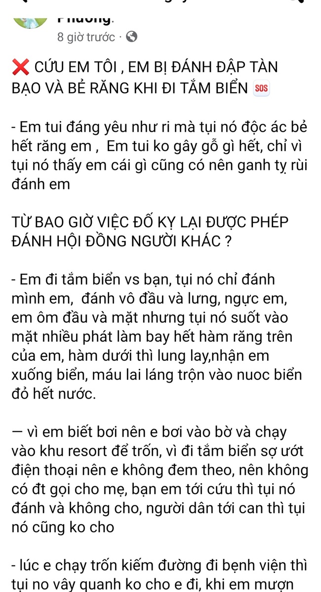 Bé trai 14 tuổi bị nhóm thanh niên lạ mặt hành hung đến gãy răng - Ảnh 1.