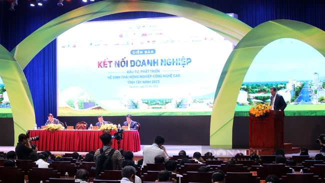 Diễn đàn kết nối doanh nghiệp đầu tư, phát triển hệ sinh thái Nông nghiệp công nghệ cao tỉnh Tây Ninh năm 2023. Ảnh: Trần Khánh