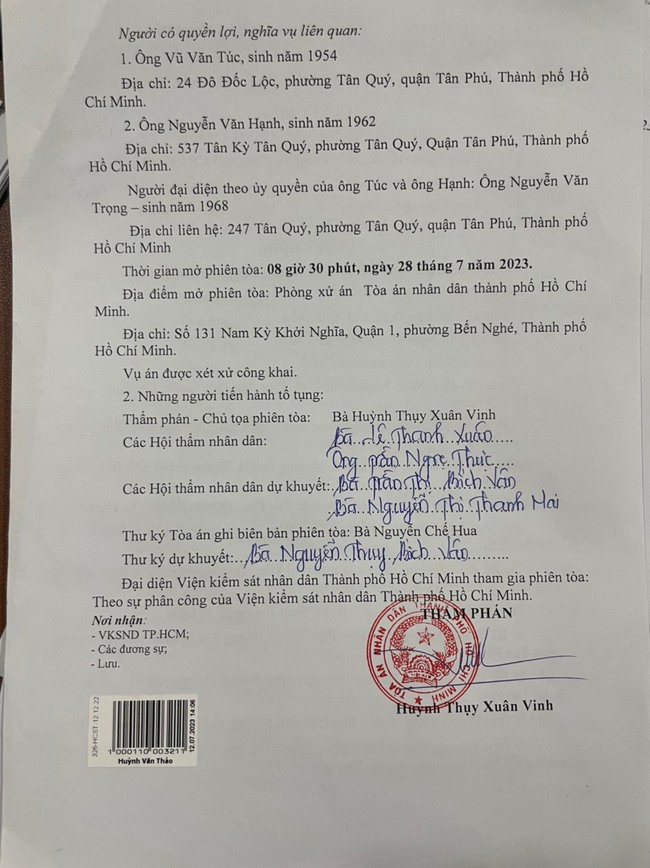 Chuẩn bị xét xử vụ án người dân kiện UBND Q.Tân Phú - Ảnh 4.
