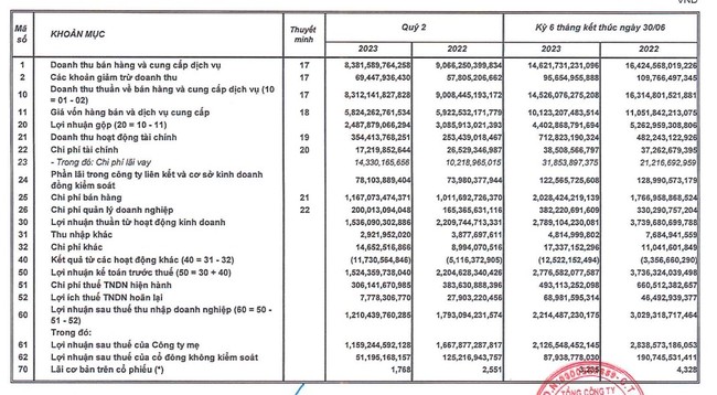 Quý II/2023, Sabeco (SAB) tiếp tục báo lãi đi lùi, giảm tới hơn 32% - Ảnh 1.