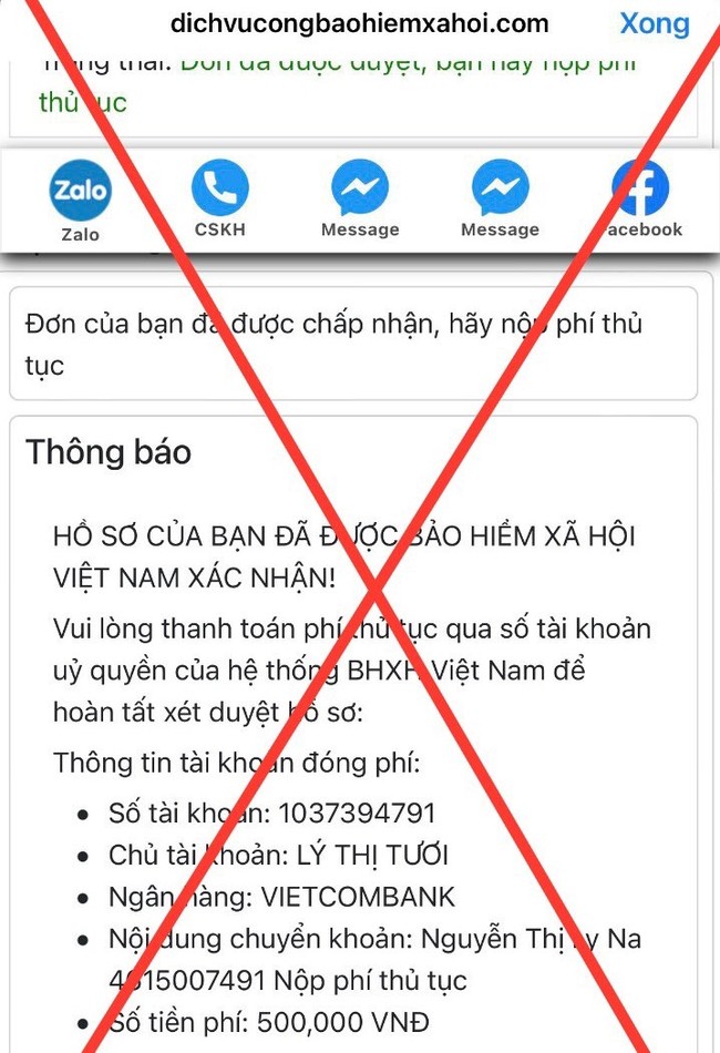 Cảnh báo tình trạng giả mạo cơ quan BHXH Việt Nam để lừa đảo - Ảnh 1.
