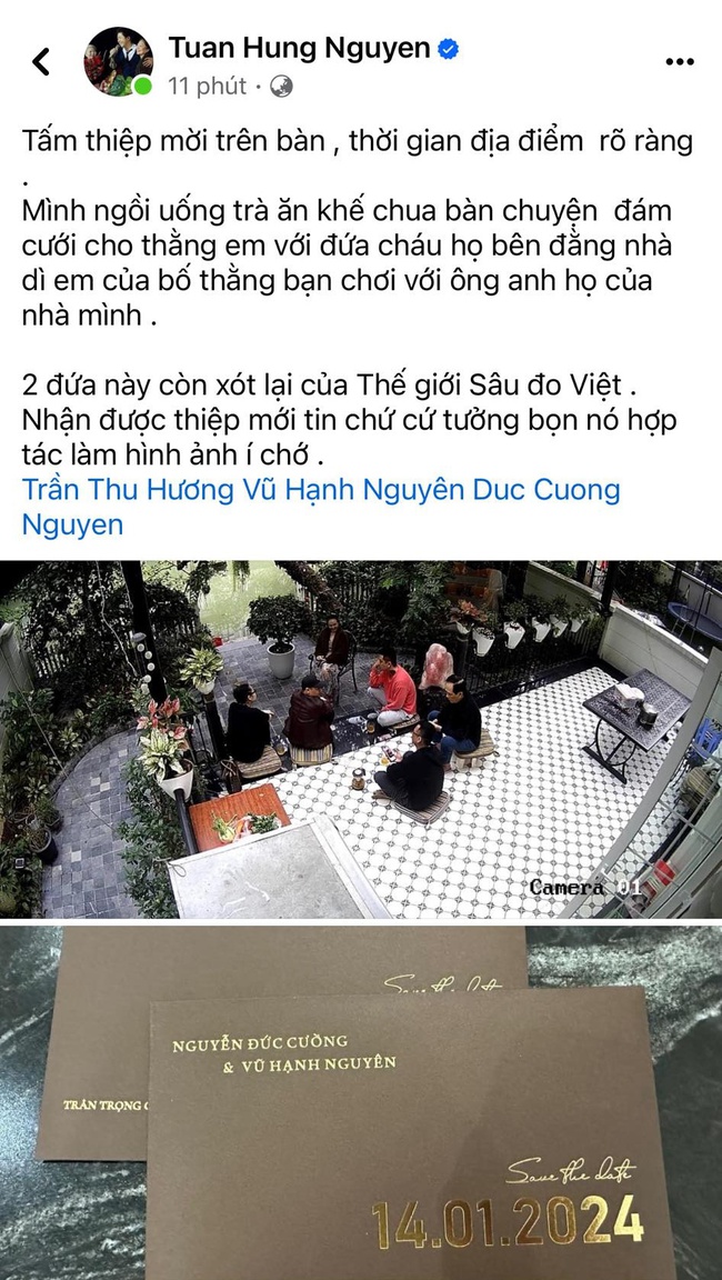 Vừa nhận được thiệp mời, Tuấn Hưng đã tiết lộ hết thông tin đám cưới của Nguyễn Đức Cường - Vũ Hạnh Nguyên- Ảnh 1.