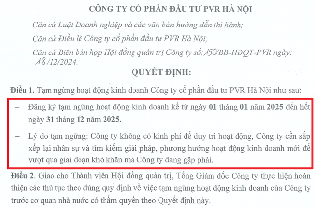 PVR Hà Nội thông báo tiếp tục dừng hoạt động năm 2025 vì... hết tiền- Ảnh 1.